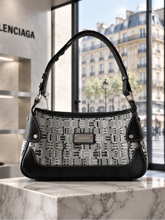 Balenciaga Handbags - Vintage Balenciaga Paris BB
Monogram Canvas Shoulder Hobo Bag